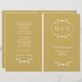 Cadre blanc, initiales plié programme de mariage d (Devant / Derrière)