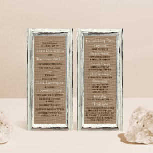 Cadre blanc rustique & Burlap Programme de mariage