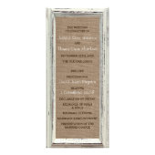 Cadre blanc rustique & Burlap Programme de mariage (Devant)