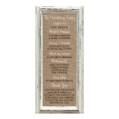 Cadre blanc rustique & Burlap Programme de mariage (Dos)