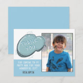 Cadre bleu clair Anniversaire Merci Carte photo (Devant / Derrière)