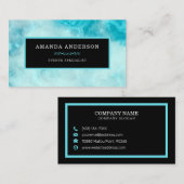 Cadre bleu élégant sur marbre bleu | CARTE DE VISI (Devant / Derrière)