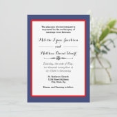 Cadre bleu et rouge - Faire-part de mariage (Debout devant)