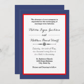 Cadre bleu et rouge - Faire-part de mariage (Devant / Derrière)