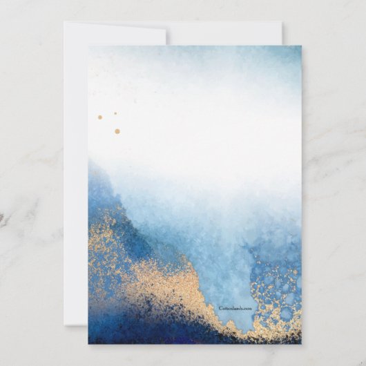 Cadre bleu feuilles Invitation religieuse 2 (Dos)