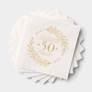 Cadre botanique en or pour 50e anniversaire de mar