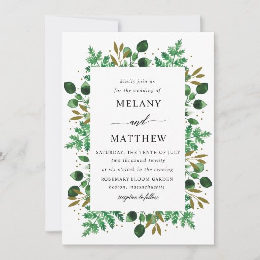 Cadre botanique Faire-part de mariage_neige (Devant)