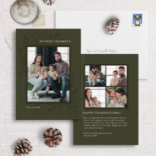 Cadre Botanique Vert Thanksgiving Carte photo