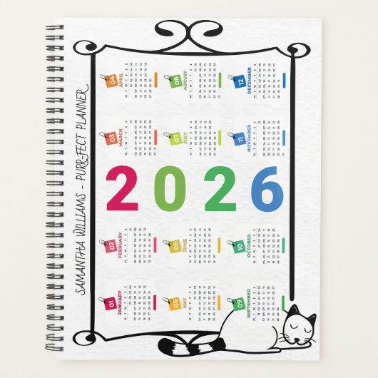 Cadre Chat Noir Vintage – Agenda Personnalisé 2026 (Devant)