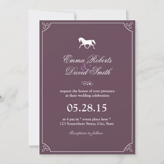 Cadre classique Courir Cheval Mariage Invitations (Devant)