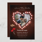 cadre coeur lumineux enregistrer la carte d'invita (Devant / Derrière)