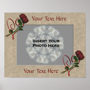 Cadre Coeur rose Ajouter votre photo Poster Imprim