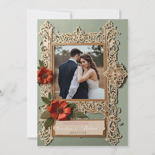 cadre complexe avec carte mariage photo pastel (Devant)