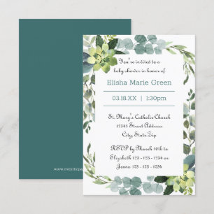 Cadre de bouquet Turquoise - Invitation de Baby sh