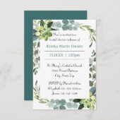 Cadre de bouquet turquoise - Invitation de douche  (Devant / Derrière)