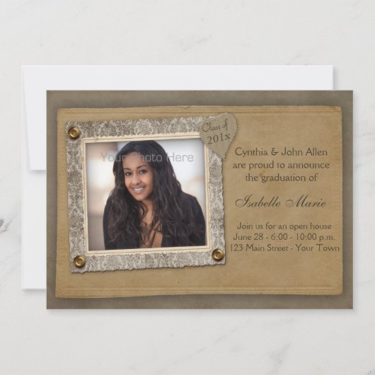 Cadre de damassé, carte photo d'obtention du (Devant)