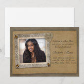 Cadre de damassé, carte photo d'obtention du (Devant / Derrière)