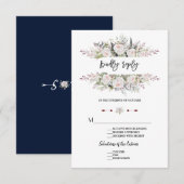 Cadre de fleurs blanches de charme Mariage RSVP (Devant / Derrière)