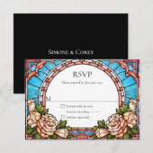 Cadre de fleurs en vitrail pour réponse de RSVP de (Devant / Derrière)