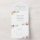 Cadre de fleurs roses tout en une seule invitation (À l'intérieur)