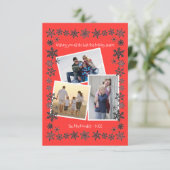 Cadre de flocon de neige rouge 3 Photos - Carte de (Debout devant)