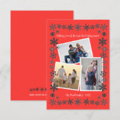 Cadre de flocon de neige rouge 3 Photos - Carte de (Devant / Derrière)