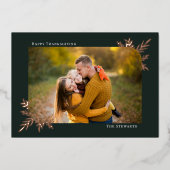 Cadre de foil botanique carte de photo de Thanksgi (Recto)