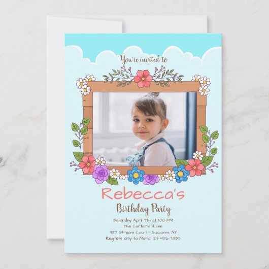 Cadre de jardin photo Invitation d'anniversaire (Devant)