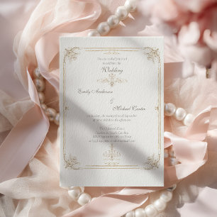 Cadre de mariage doré vintage français Invitation