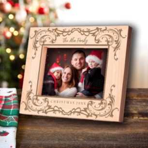 Cadre de Noël en bois gravé personnalisé