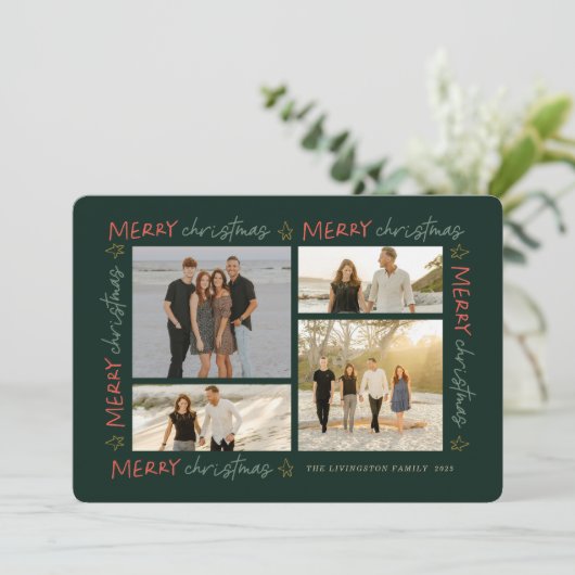 Cadre de Noël manuscrit 4 Cartes photos (Debout devant)