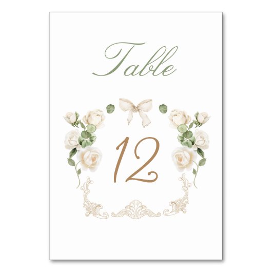 Cadre de numéro de table aux roses blanches (Par défaut)