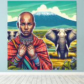 CADRE DE TOILE D'ART MASAI (Insitu (Plancher de Bois))