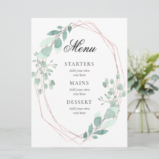 cadre de verdure délicat mariage Menu (Debout devant)