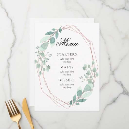cadre de verdure délicat mariage Menu (Devant/Arrière en situation)