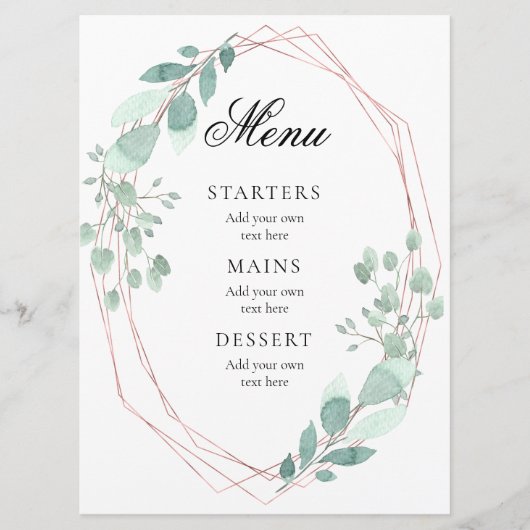 cadre de verdure délicat mariage Menu (Devant)