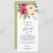 Cadre de verdure florale Bleu Carte de remerciemen (Devant / Derrière)