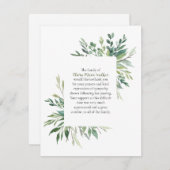 Cadre de verdure Funérailles Script Merci Carte de (Devant / Derrière)