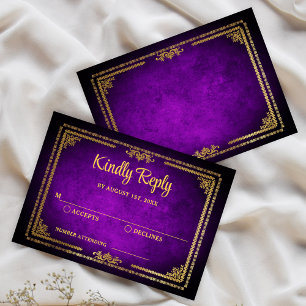 Cadre Décoratif Mariage Royal Pourpre et Or RSVP