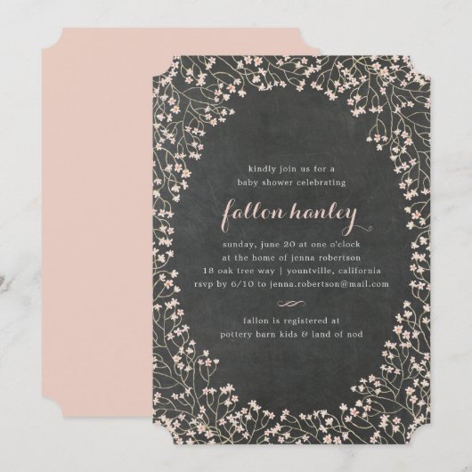 Cadre délicat | Invitation baby shower (Devant / Derrière)