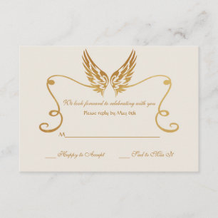 Cadre d'or avec la carte de réponse d'ailes