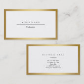 Cadre d'or Carte de visite métallique blanc minima (Devant / Derrière)