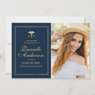 cadre d'or faire-part de graduation en soins infir