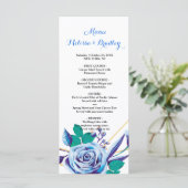 Cadre d'or géométrique Flore bleue Mariage Menu (Debout devant)