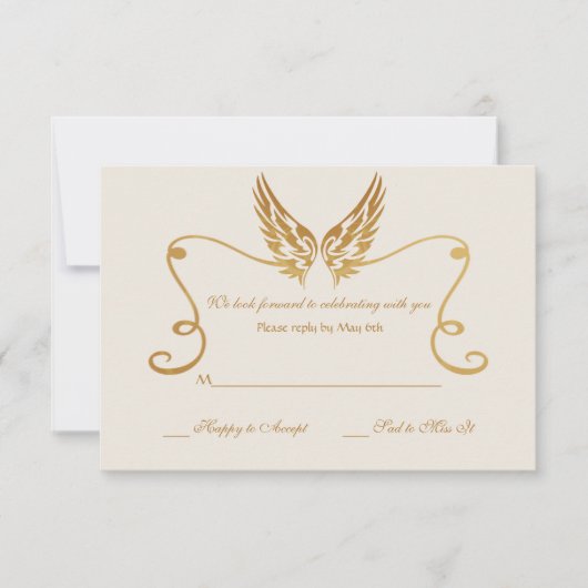 Cadre doré avec carte de réponse d'ailes (Devant)