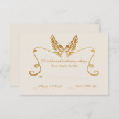 Cadre doré avec carte de réponse d'ailes (Devant / Derrière)