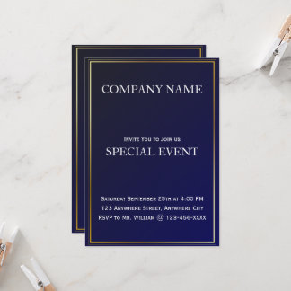 Cadre doré Bleu Corporate Party Invitation Card