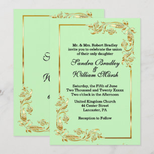 Cadre doré Invitation traditionnelle verte