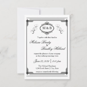 Cadre doublé blanc/noir - Faire-part de mariage 3x
