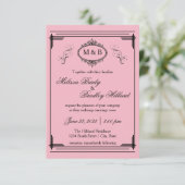 Cadre doublé de rose - Faire-part de mariage 3x5 (Debout devant)